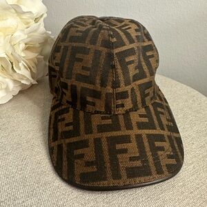 FENDI HAT - Brown FF jacquard baseball cap